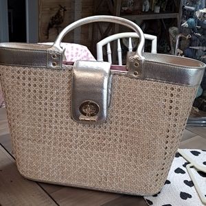 Lilly Pulitzer oversize tote wicker